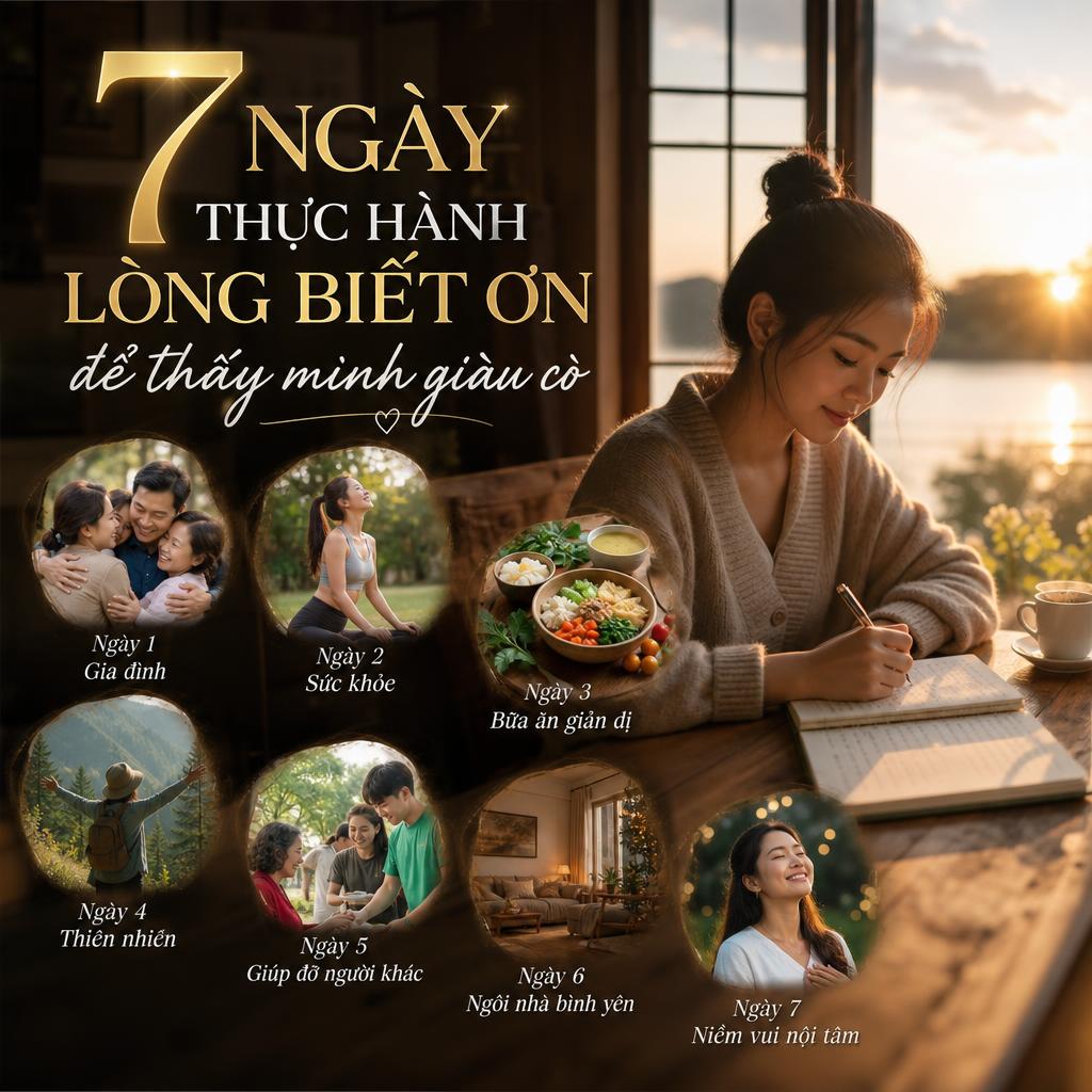 7 ngày thực hành lòng biết ơn để thấy mình giàu có