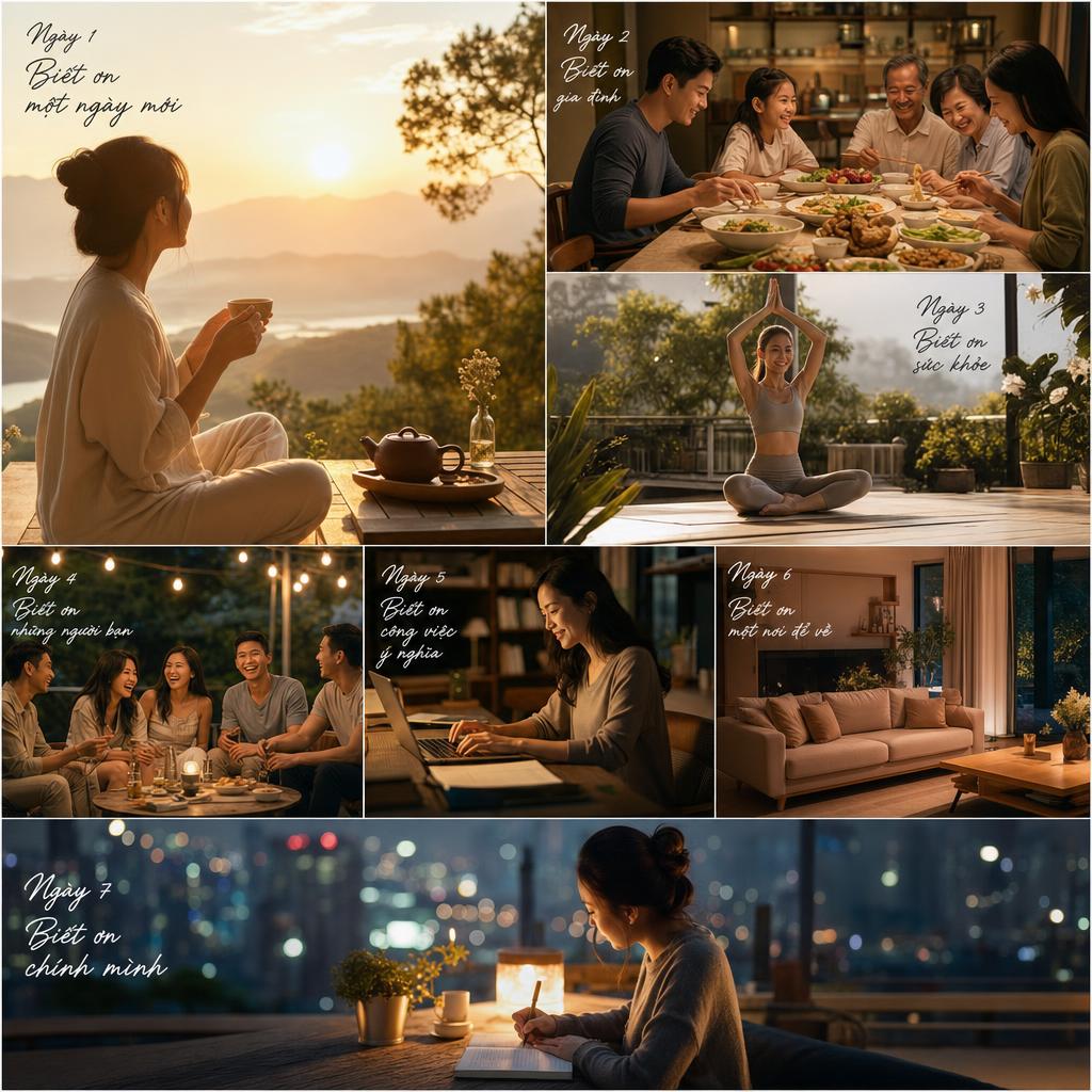 Bảy ngày biết ơn trân trọng hiện tại để thấy mình giàu có
